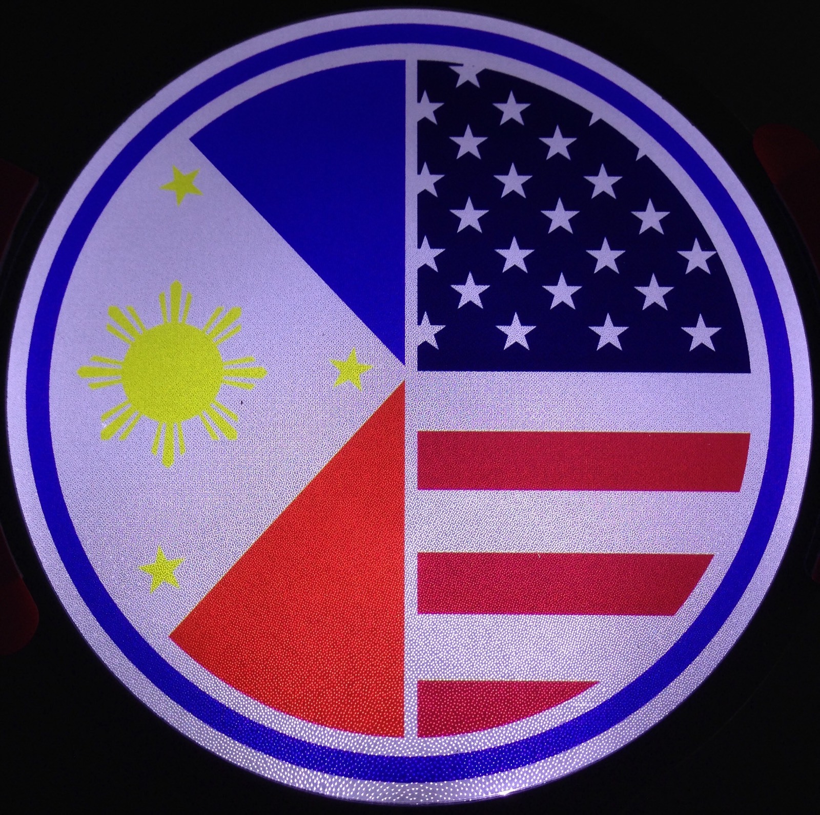 Philippine American Flag Light Up Decal Backlit LED Motion Sensing Decal