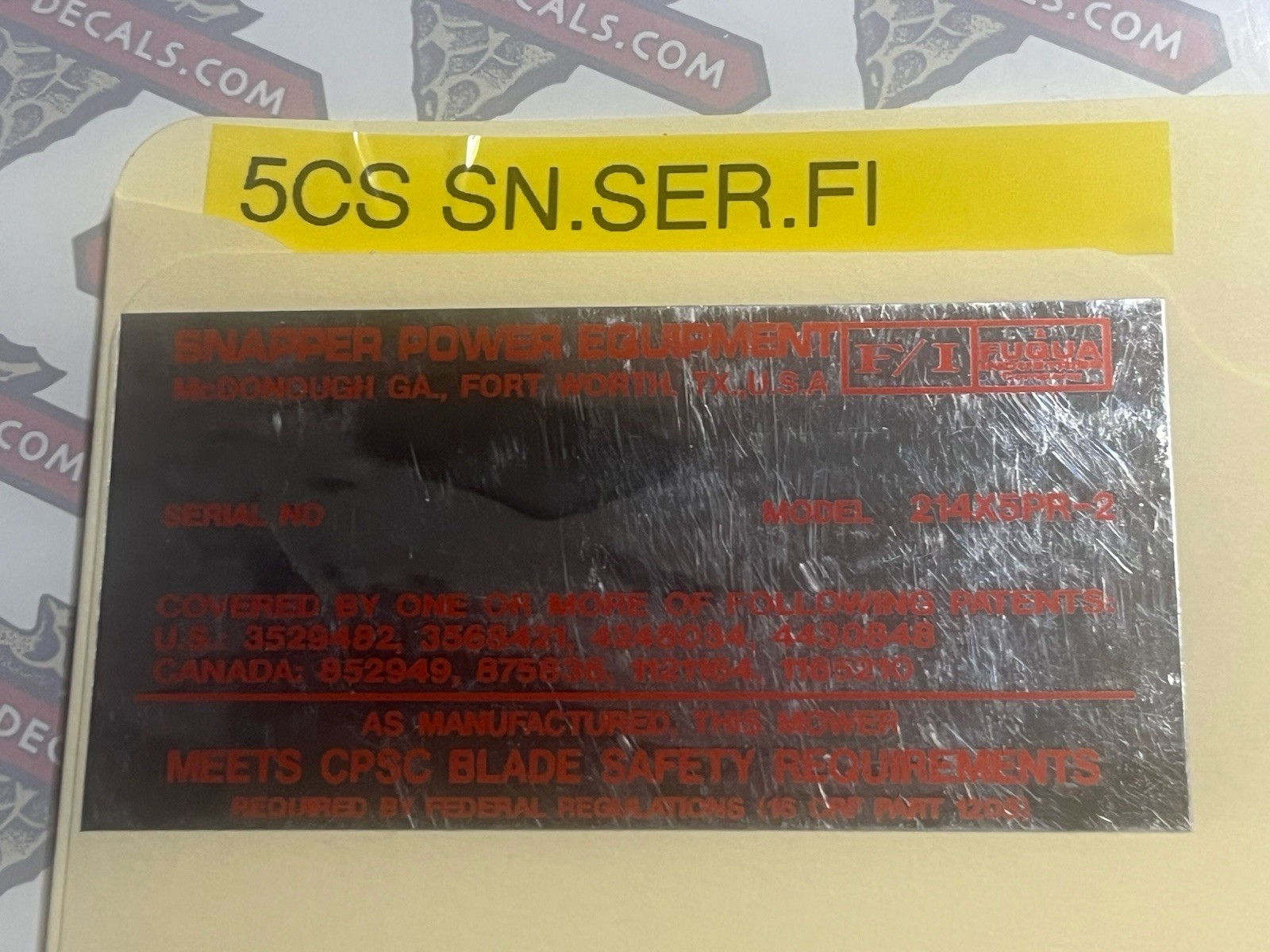 Snapper Steel Deck Mower Warning Decals Reproduction Engine Decals Multi Choice