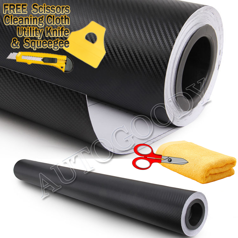 84″ x 60″ Black Carbon Fiber Vinyl Wrap 3D Bubble Free Air Release 7ft x 5ft