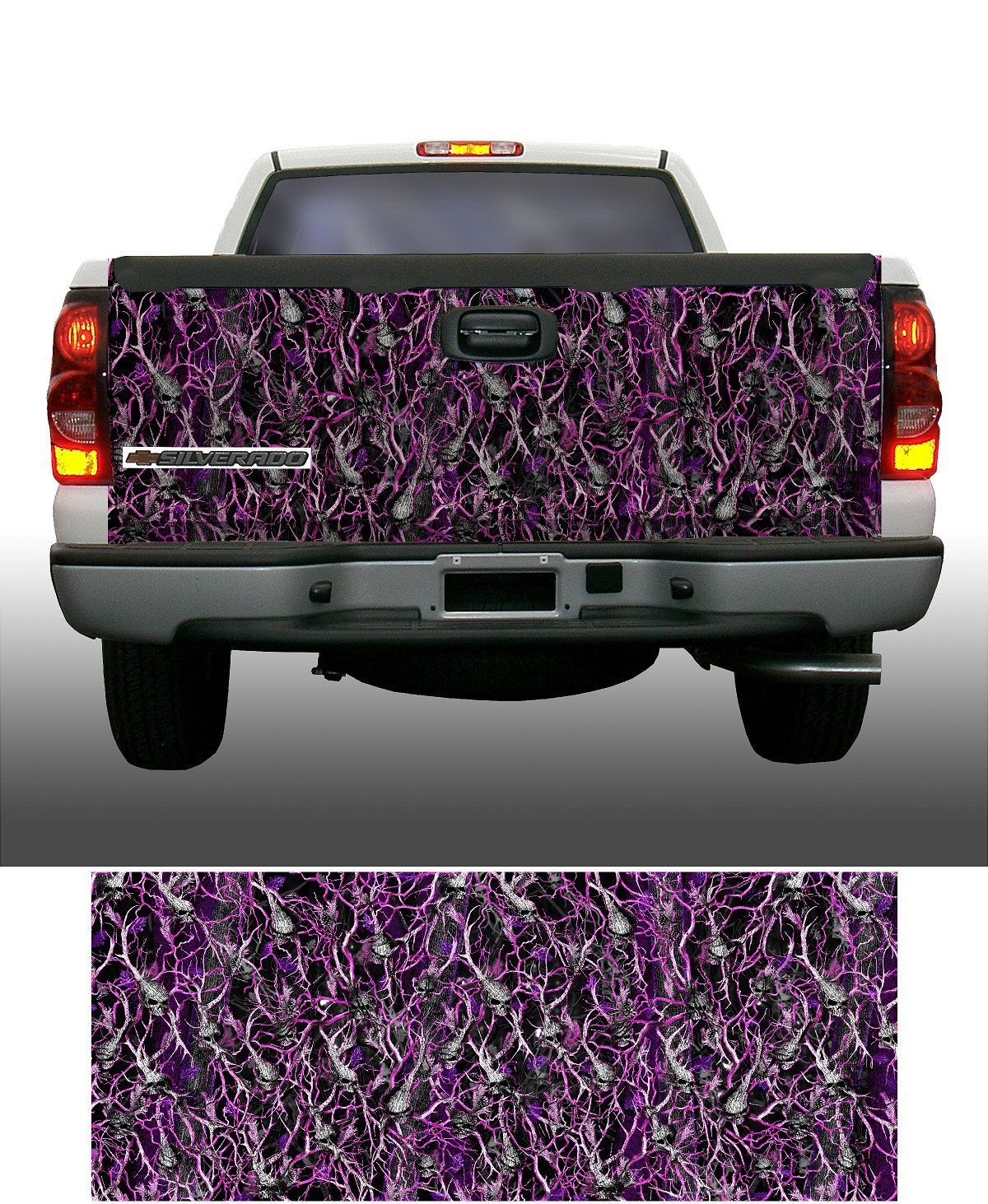 Obliteration skull pink Camouflage truck tailgate vinyl graphic decal wrap