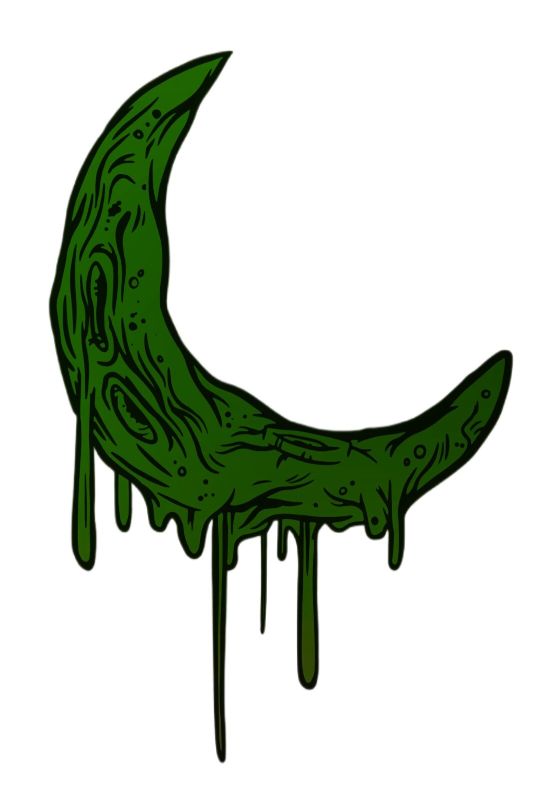 3” Melting Moon Sticker Dripping Melt Trippy Psychedelic Green Space Galaxy