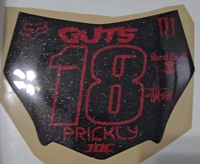 18 MOTOCUTZ Number Plate Decal – (Black/Red/Sparkle) – JDC