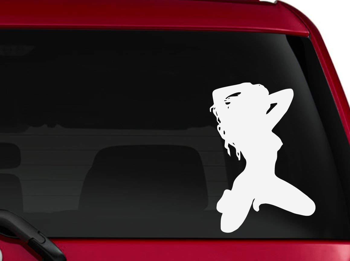 Beautiful Sexy Model Sitting Vinyl Decal 6″ White
