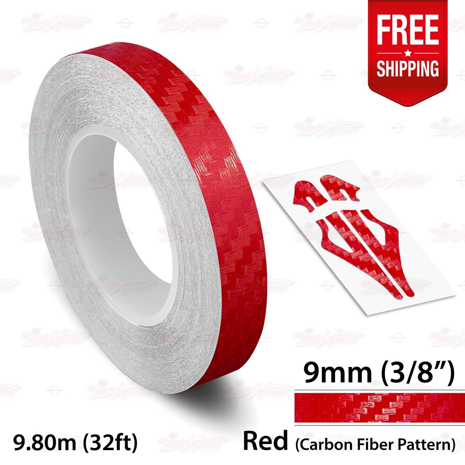 CARBON FIBER RED 3/8″ 9mm Roll PIN STRIPE PinStriping TAPE Decal Vinyl Sticker
