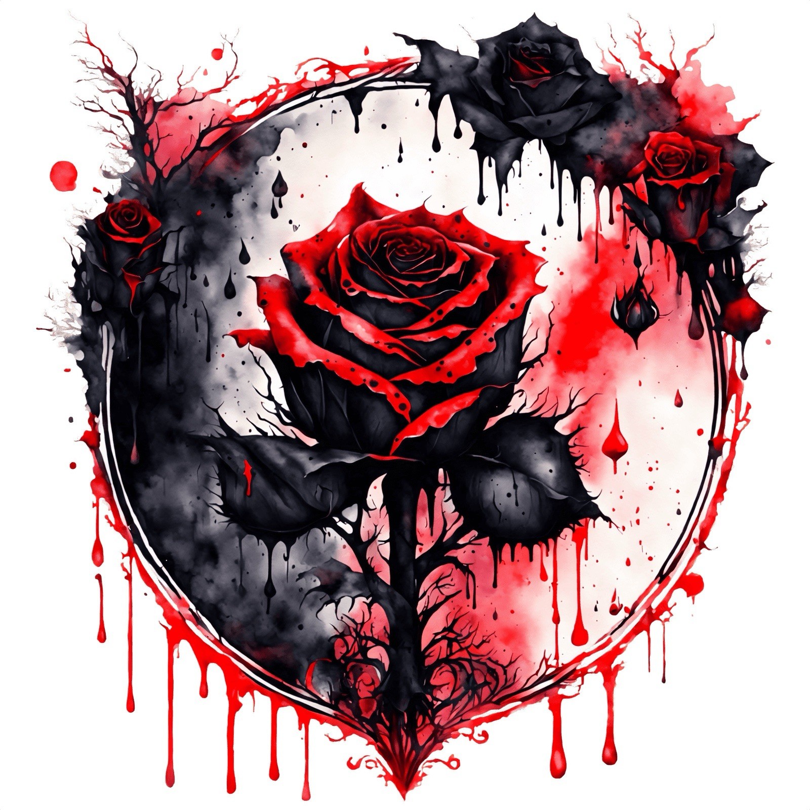 Gothic Sticker (3 Inch) Red Rose Black Leaves Flower Red Blood Flower !