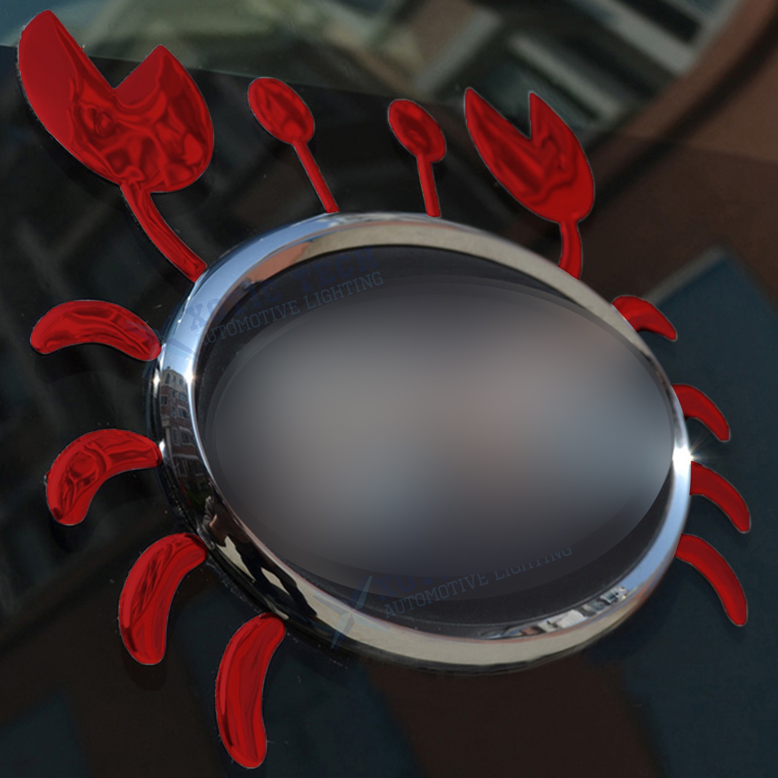 Red 3D Cute Crab Style Sticker for Car Logo Decoration Exterior Waterproof 1PC