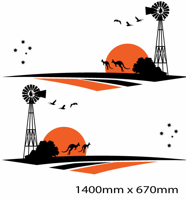 1.4m KANGAROO Vehicle Stripes with windmill , Boat RV Campervan, Motorhome