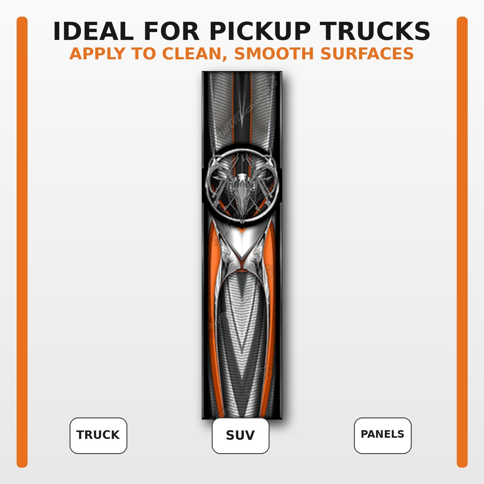 Chrome Deer Skull Truck Bed Side Decal Set Left Right Vinyl Graphic Sticker