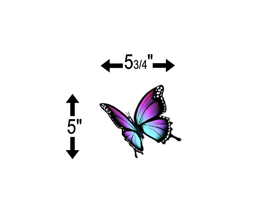 Purple Butterfly (T34e) Right View Butterfly Vinyl Decal Sticker | Waterproof