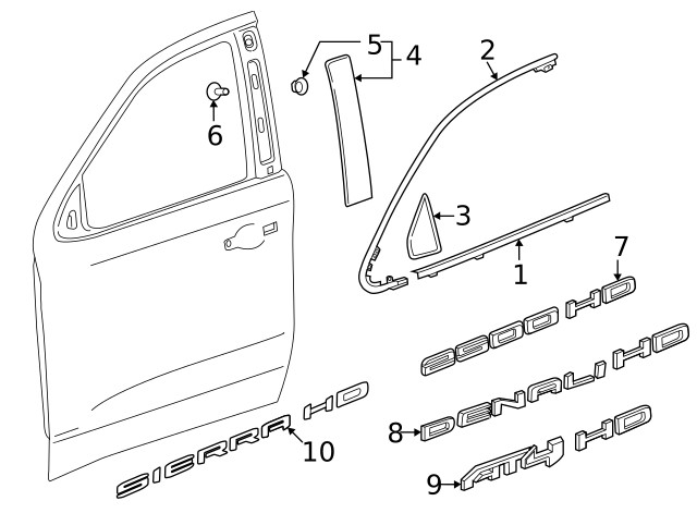 Genuine GM Front Passenger Side Door Window Frame Rear Applique 84948812