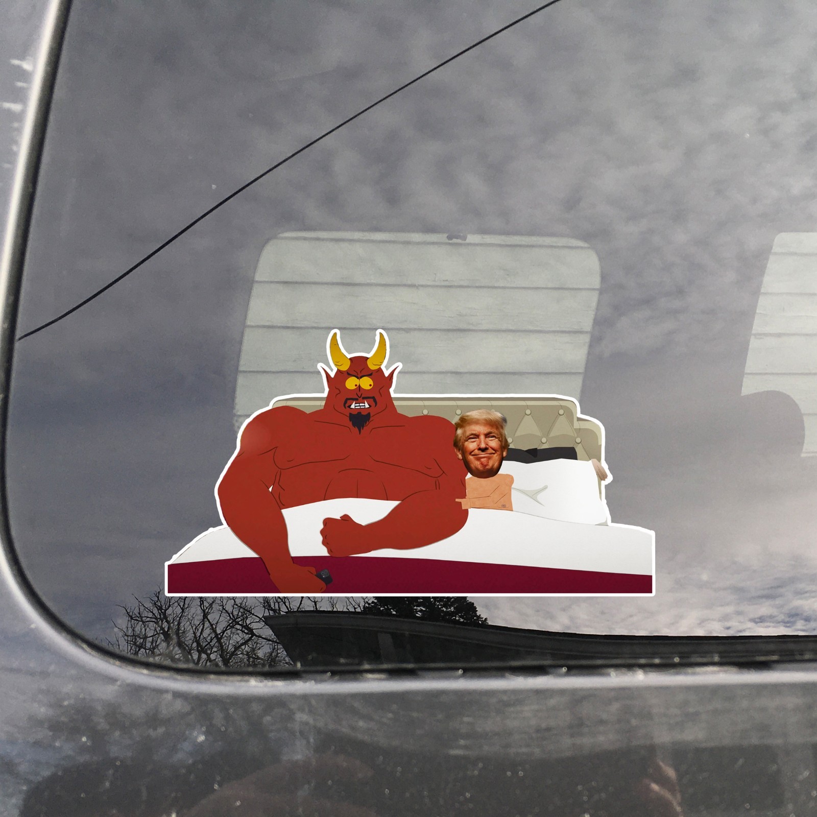 Trump with Satan Die Cut Sticker, Funny, Liberal, FDT, Anti Trump South Park