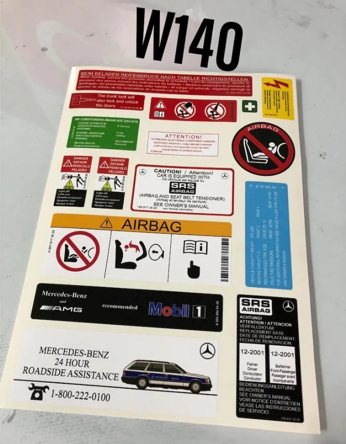 Decal Set Stickers For Mercedes-Benz W140 S Class All Models Best Quality