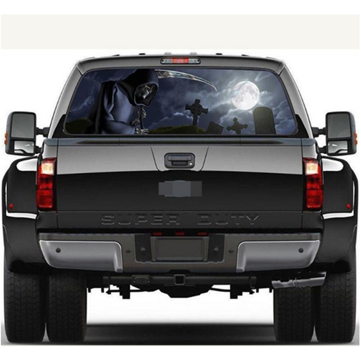 Car Rear Window Windscreen Sticker Grim Reaper Cemetery Graphics Vinyl Decal