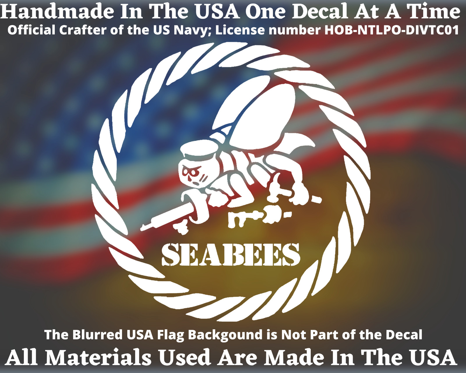UNITED STATES NAVY SEABEES Vinyl Car Window Decal Bumper Sticker