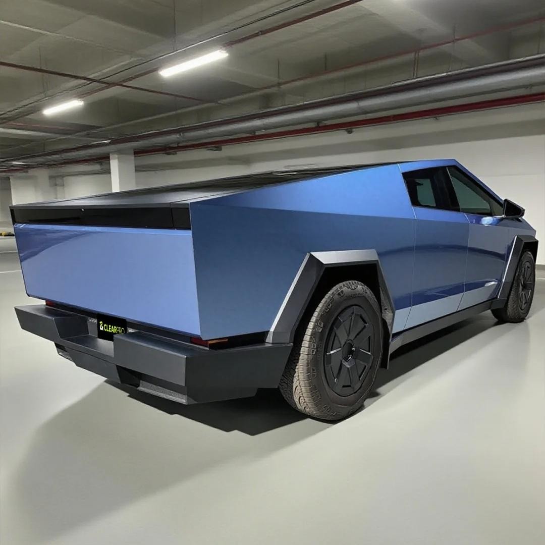 Cybertruck DIY PPF Paint Protection Film Wrap Color Change Gloss Mist Blue