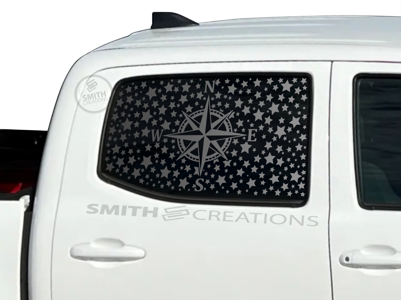 Fits 2016-23 Toyota Tacoma Stars with Compass Vinyl Window Decal