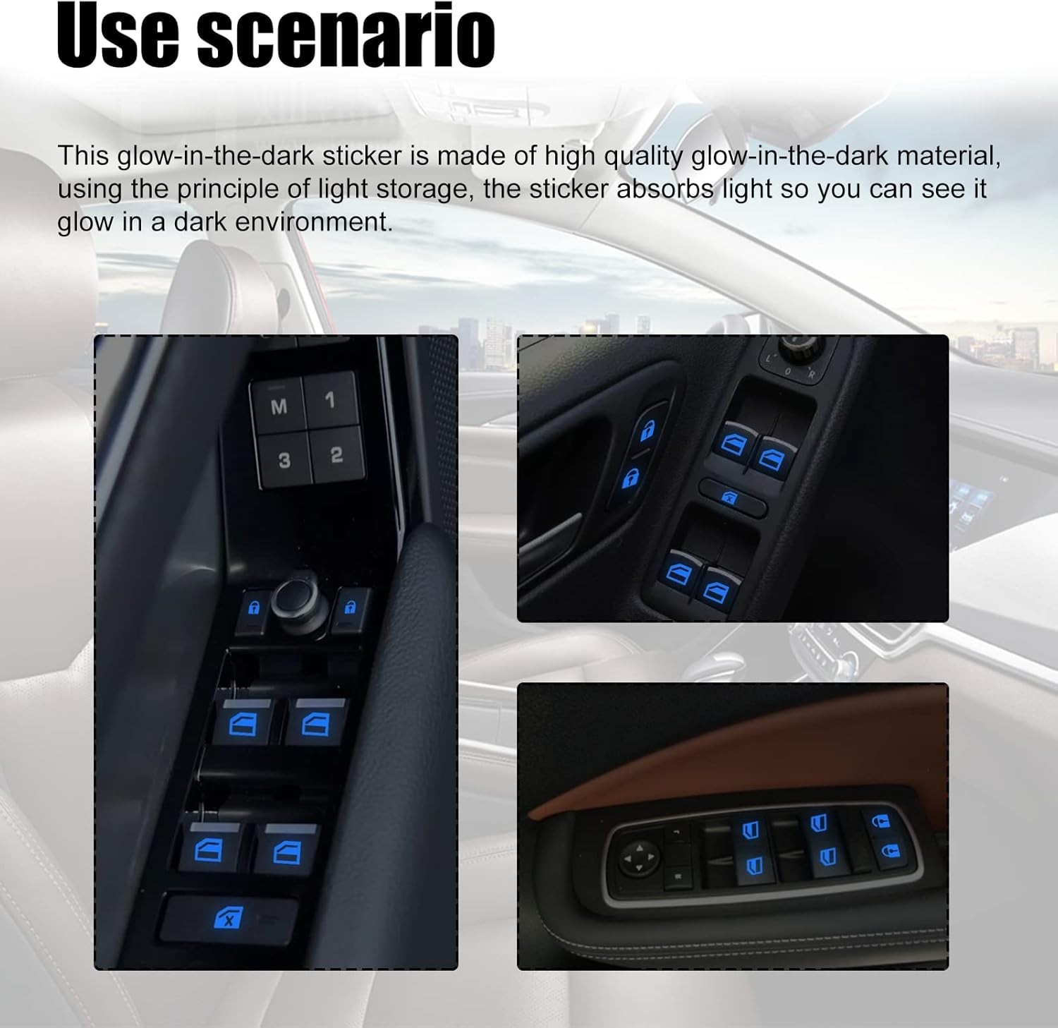 Phosphorescent Car Button Stickers – Stylish, Easy to Install, Night Visibility
