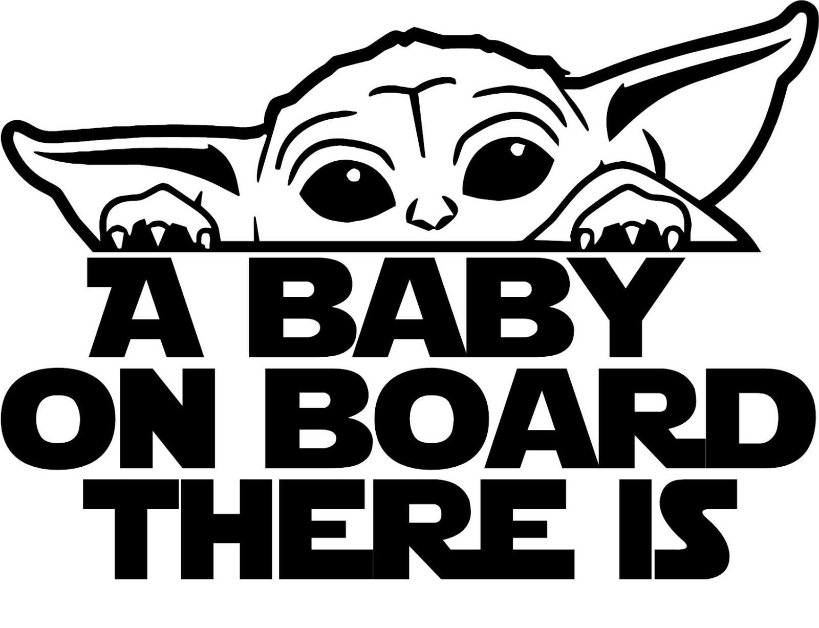 Baby Yoda on Board 4″x6″ White Red Blue Yellow Green Silver Black Grey