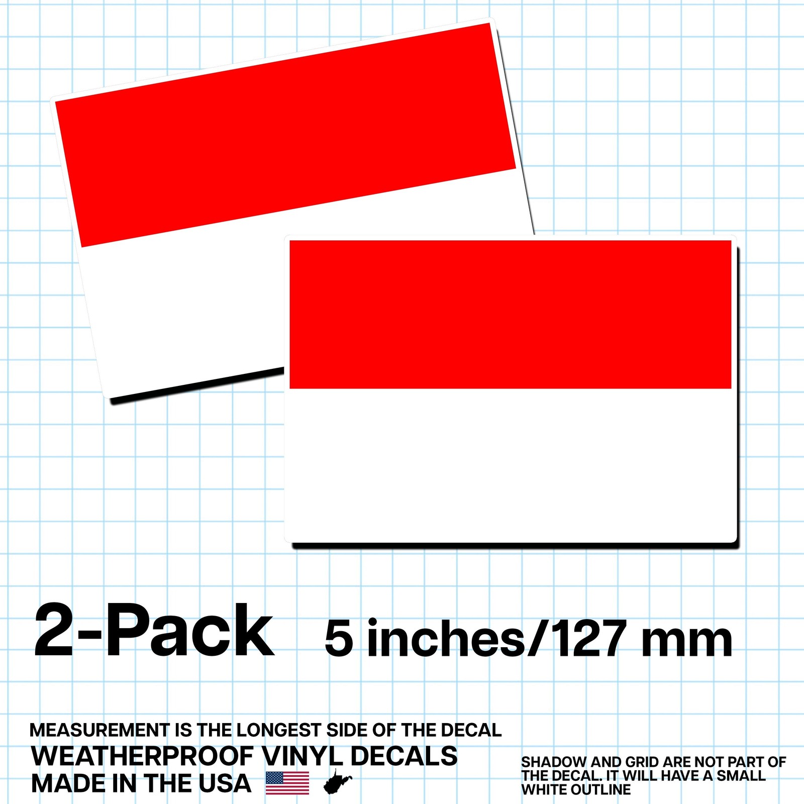 Indonesia Flag Sticker 5″ 2-Pack – ID Decal – Indonesian Pride Vinyl