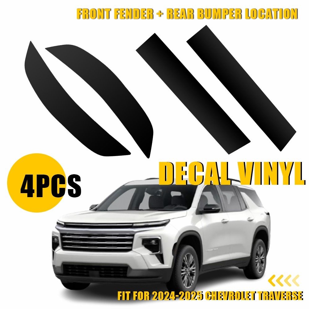 4PCS Front Fender & Rear Bumper Vinyl Tint Decals For 2024-2025 Chevy Traverse