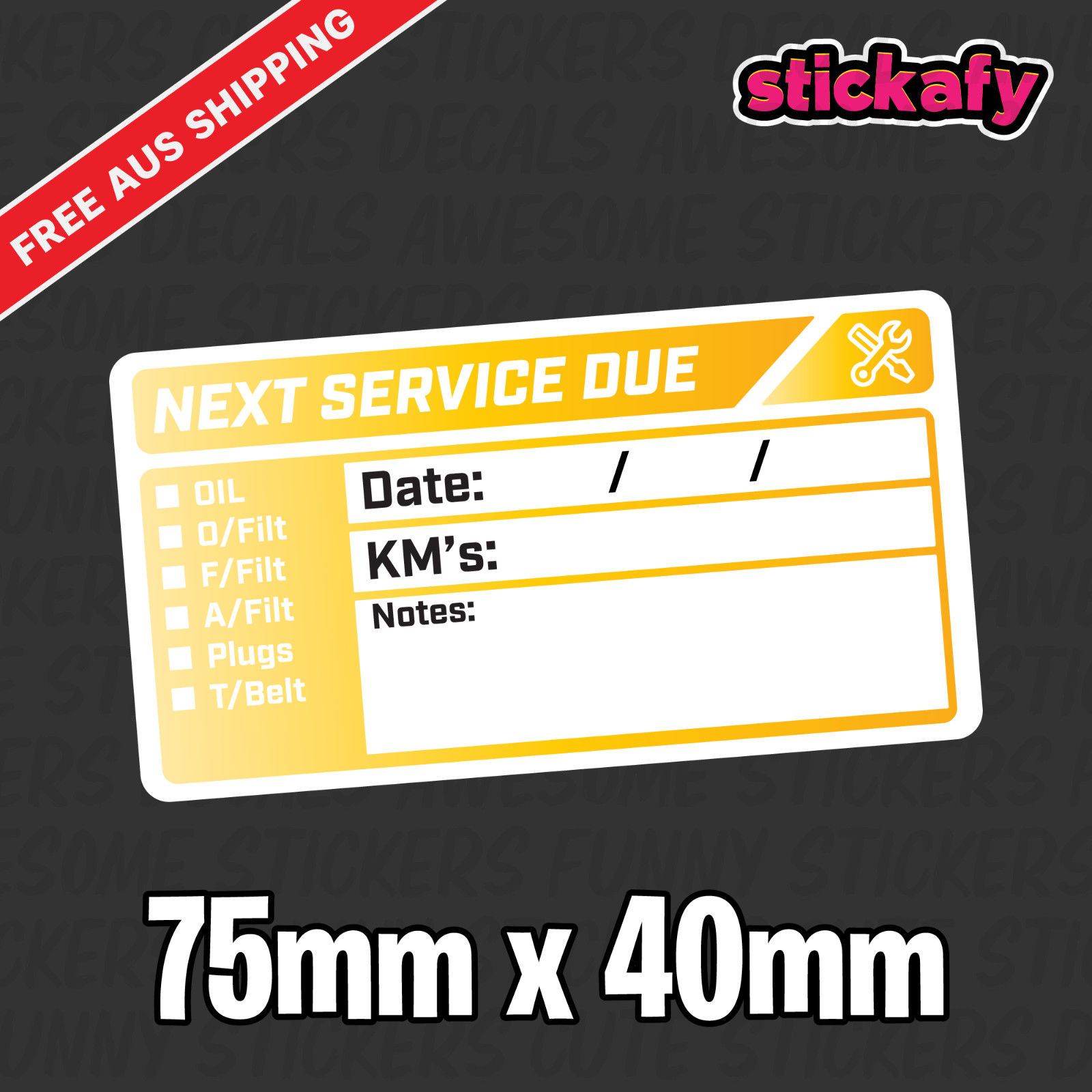 100 x Next Service Due Label Sticker 75x40mm – Printed Decal Car Boat 4×4