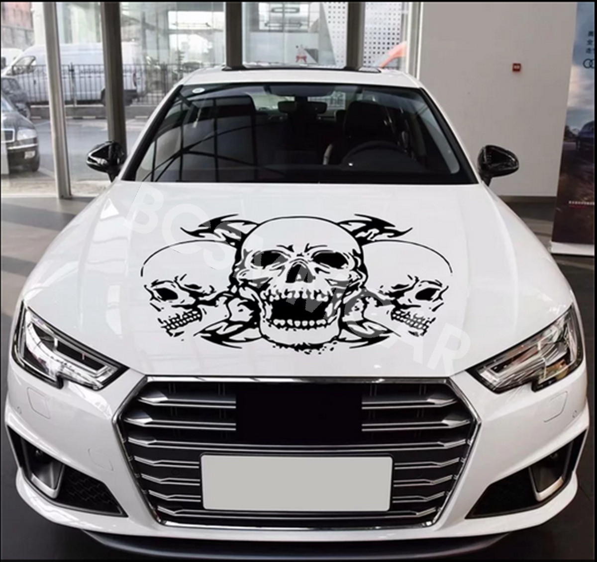 Car Stickers Triple Skull Body Side Hood Decals DIY Vinyl Decorative 39X60CM
