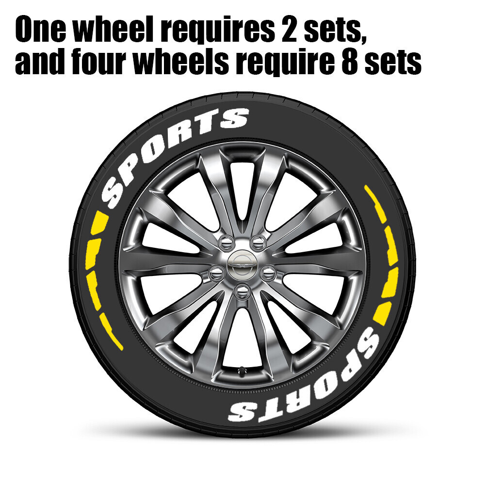 8pcs Car Tire Wheel Stickers 3D Permanent PVC Joined Tire Decal Accessories