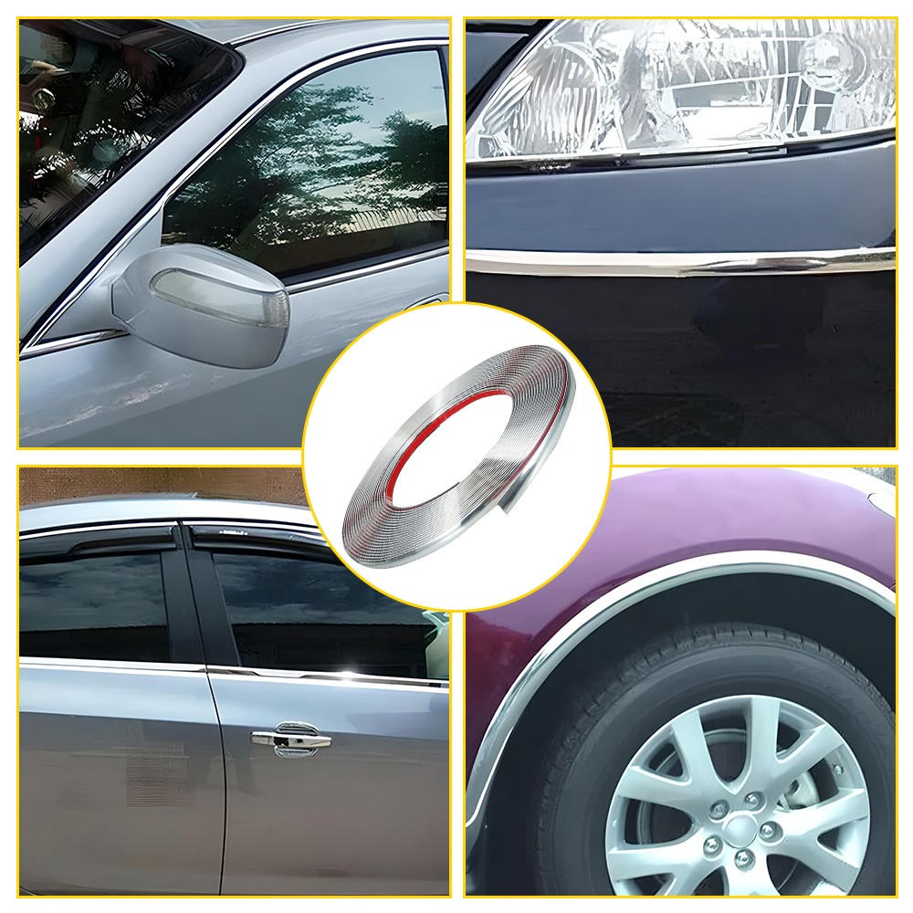 5M 16.4Ft Car Edge Door Window Guard Chrome Molding Trim Protector Strip Tape