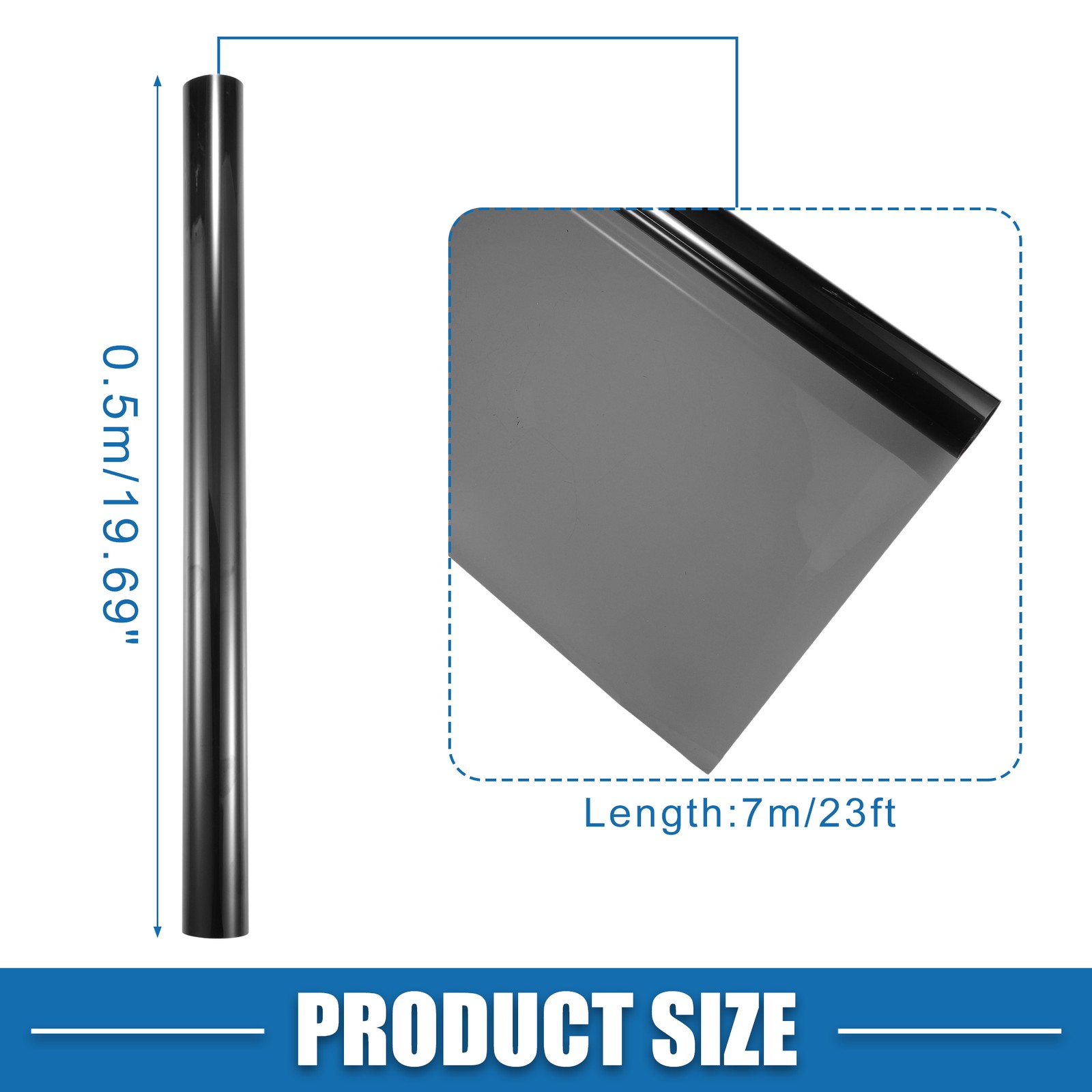 Automotive Window Tint Film 25% VLT 0.5x7m Heat Block Scratch Resistant Black