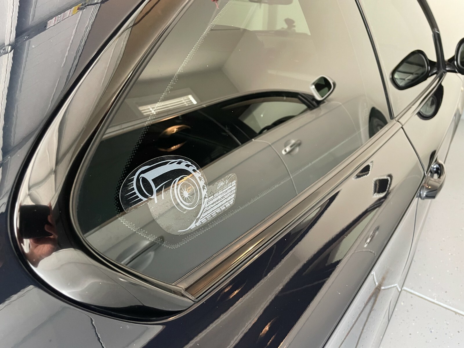 Custom grey/gray turbo burnout car auto decal 3×5 size, Made in USA.