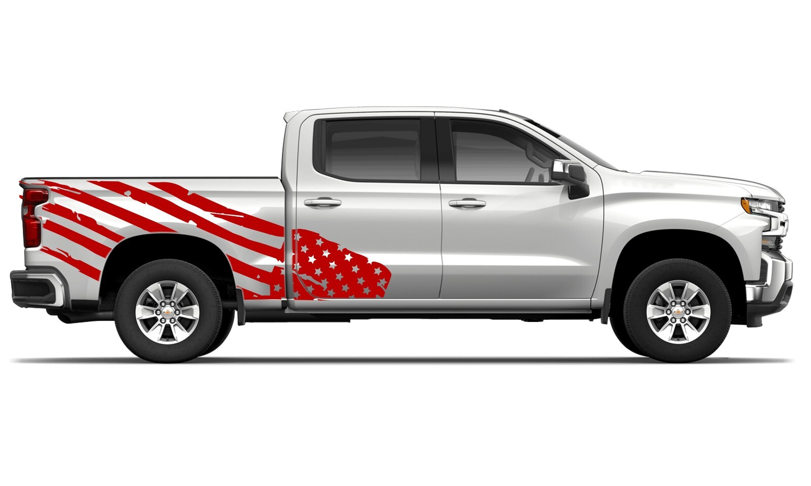 Side big US flag graphics stickers decal compatible with Chevrolet Silverado