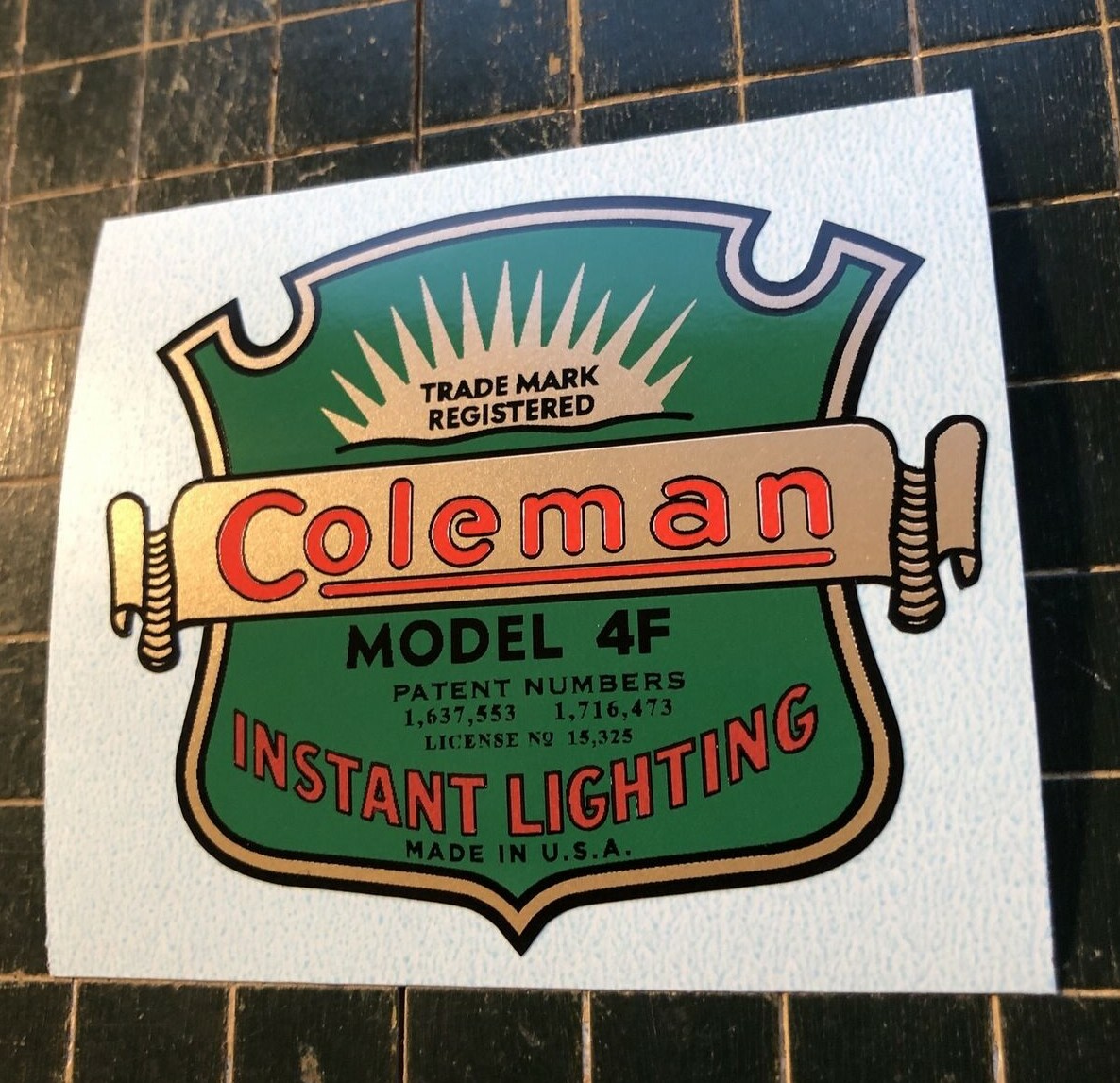 Coleman Instant Lighting Decal For 4F Stove Vinyl Easy To Install