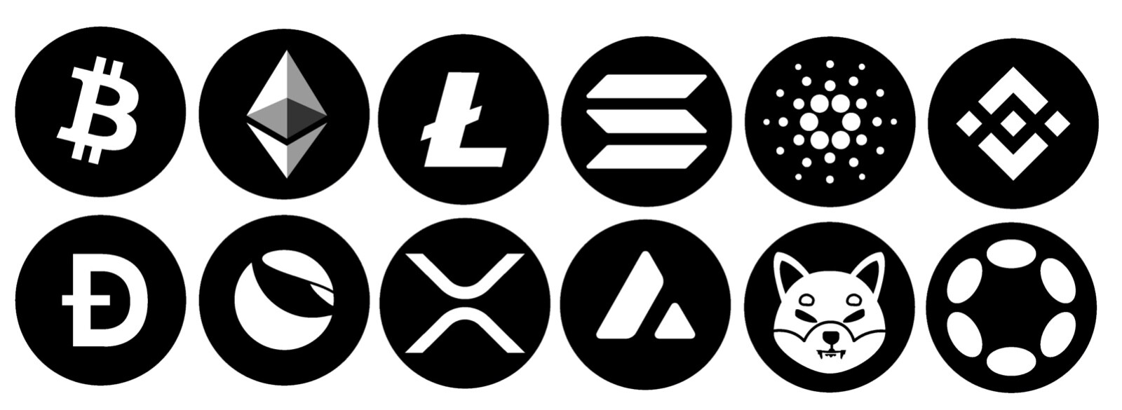 12 PACK LOT Top Crypto Sticker Bitcoin XRP Cardano Doge ETH Decal Cryptocurrency