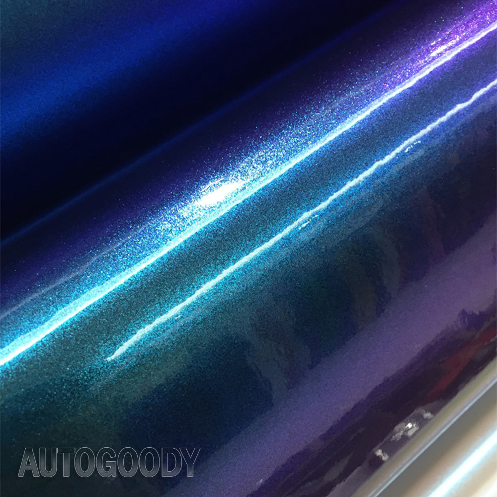 Premium Gloss Metallic Chameleon Purple Teal Vinyl Film Wrap Air Bubble Free