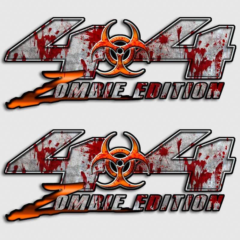 4×4 ZOMBIE EDITION Orange Truck Decal Blood BIOHAZARD for Chevy Dodge Ford Titan