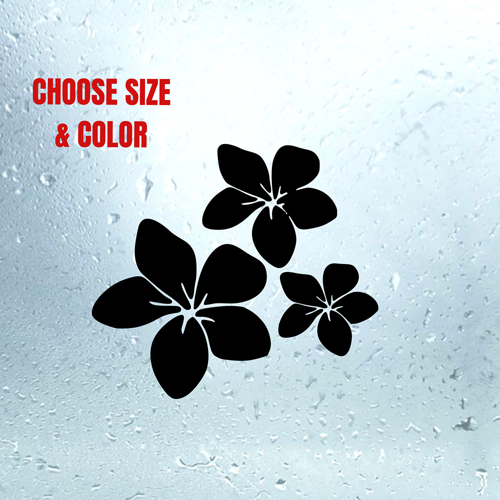 Plumeria Flower Decal | Hawaiian Hibiscus Car Sticker | Choose Size & Color