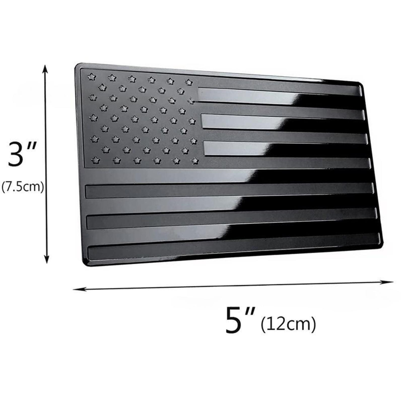 2x Car 3D Metal American USA Flag Emblem Decal Side Maker Black US Flag Stickers