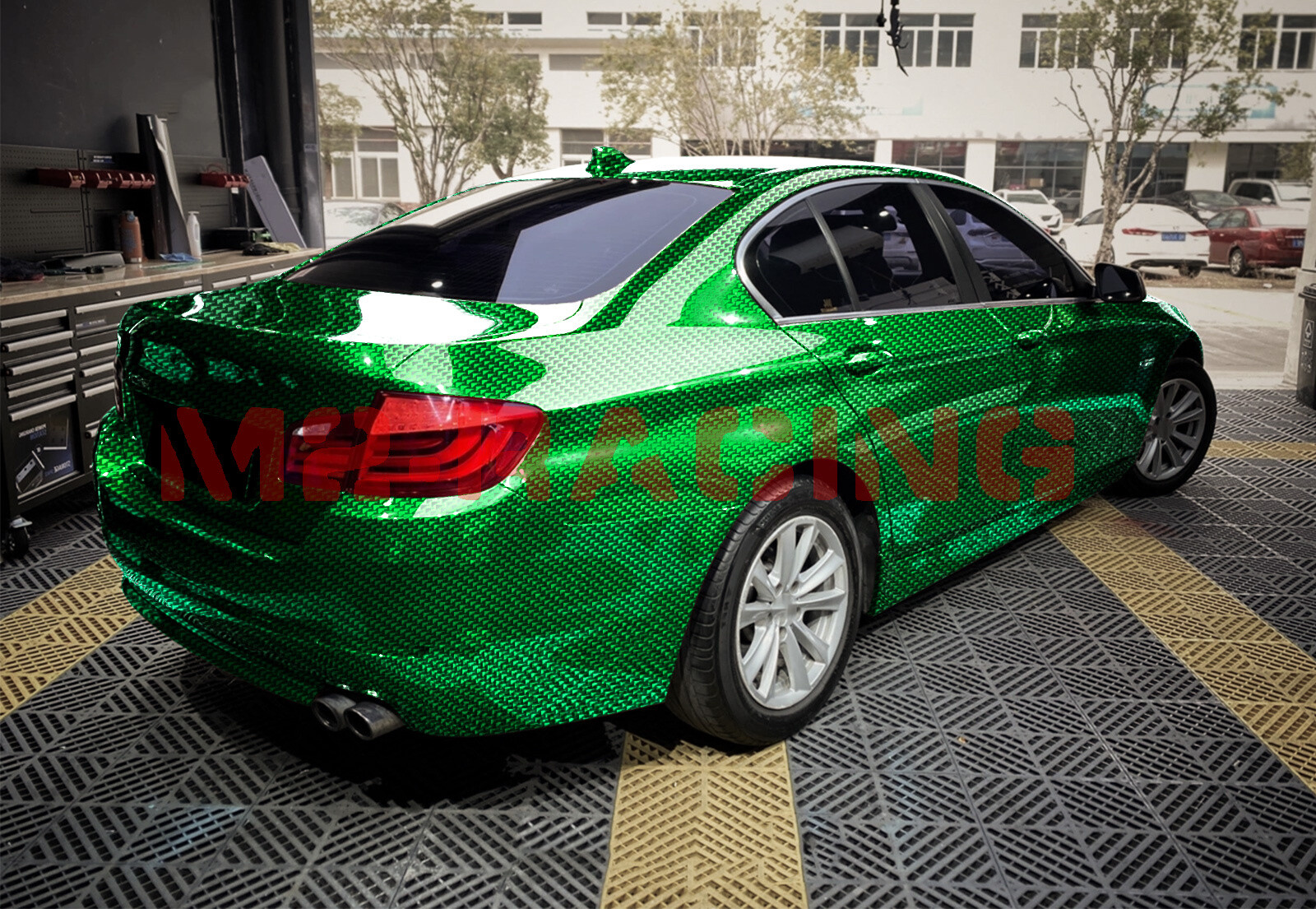 PET Squadron Carbon Fiber Gloss Emerald Green Car Vehicle Vinyl Wrap Decal Sheet