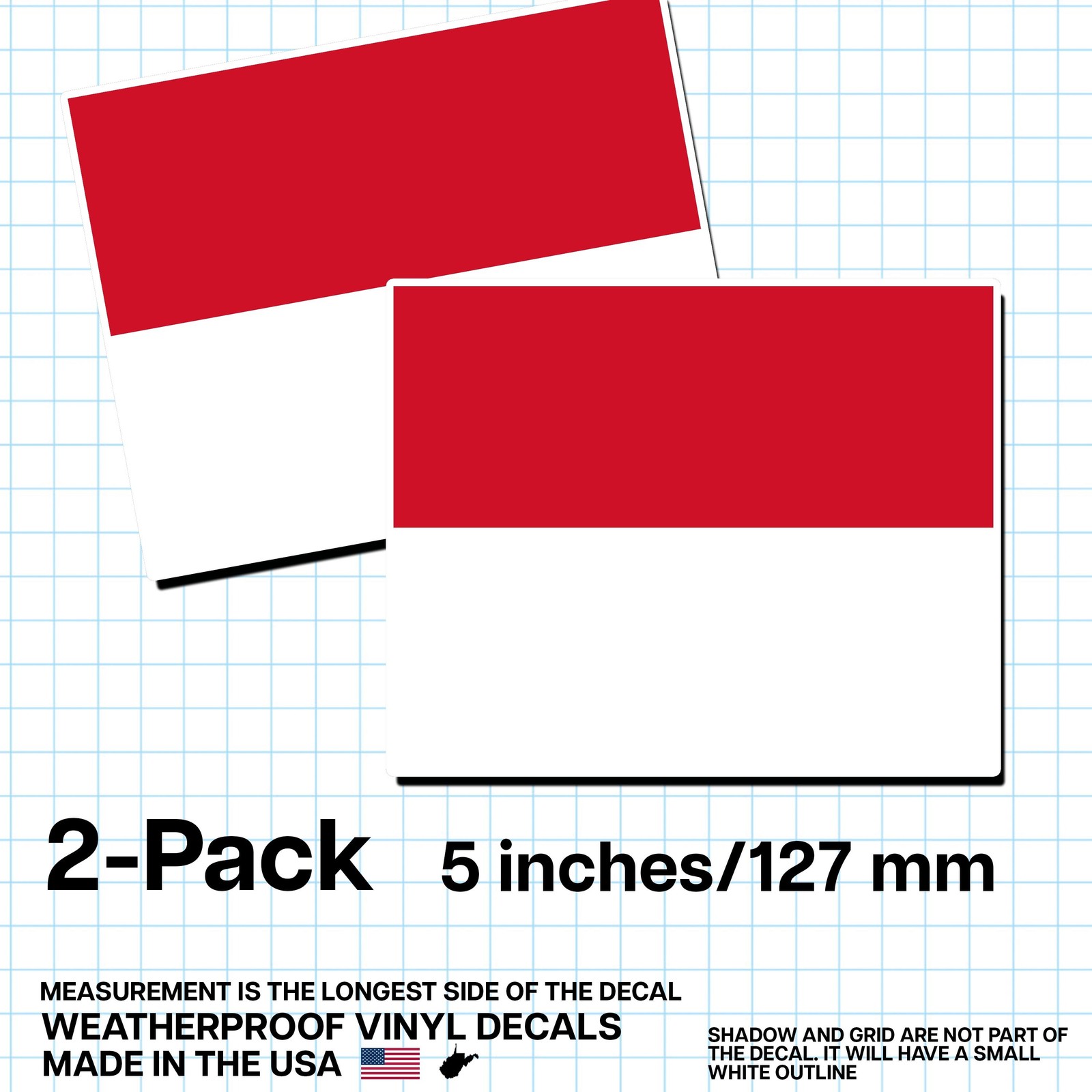 Monaco Flag Sticker 5″ 2-Pack – MC Decal – Monegasque Pride Vinyl