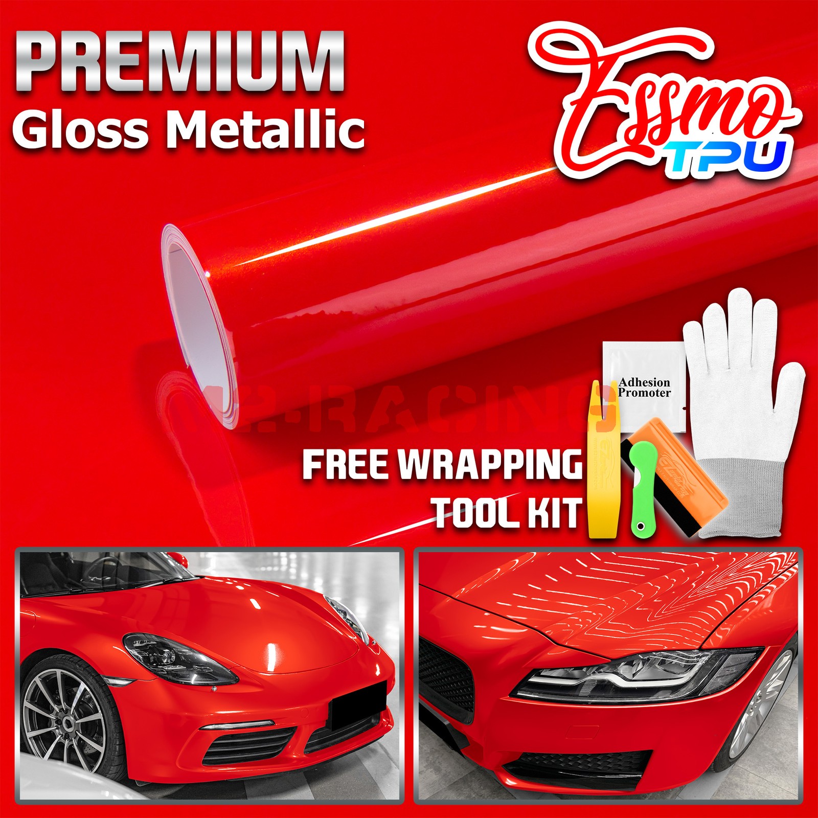 Gloss Metallic Flame Red PPF TPU Paint Protection Film Dry Wet Apply Vinyl Wrap