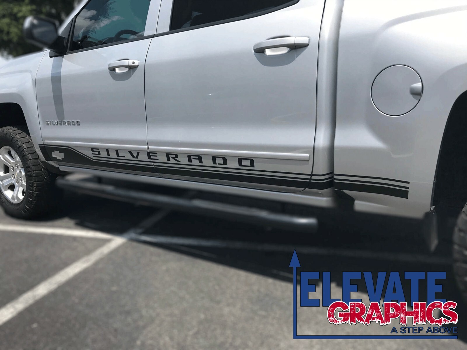 Fits Chevy Silverado Rocker One Stripes Vinyl Graphics Decals Sticker 1999-2024