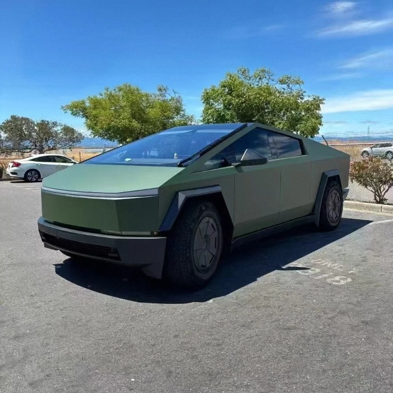 Tesla Cybertruck Military Green Paint Protection Film Kit PreCut Full Body Wrap