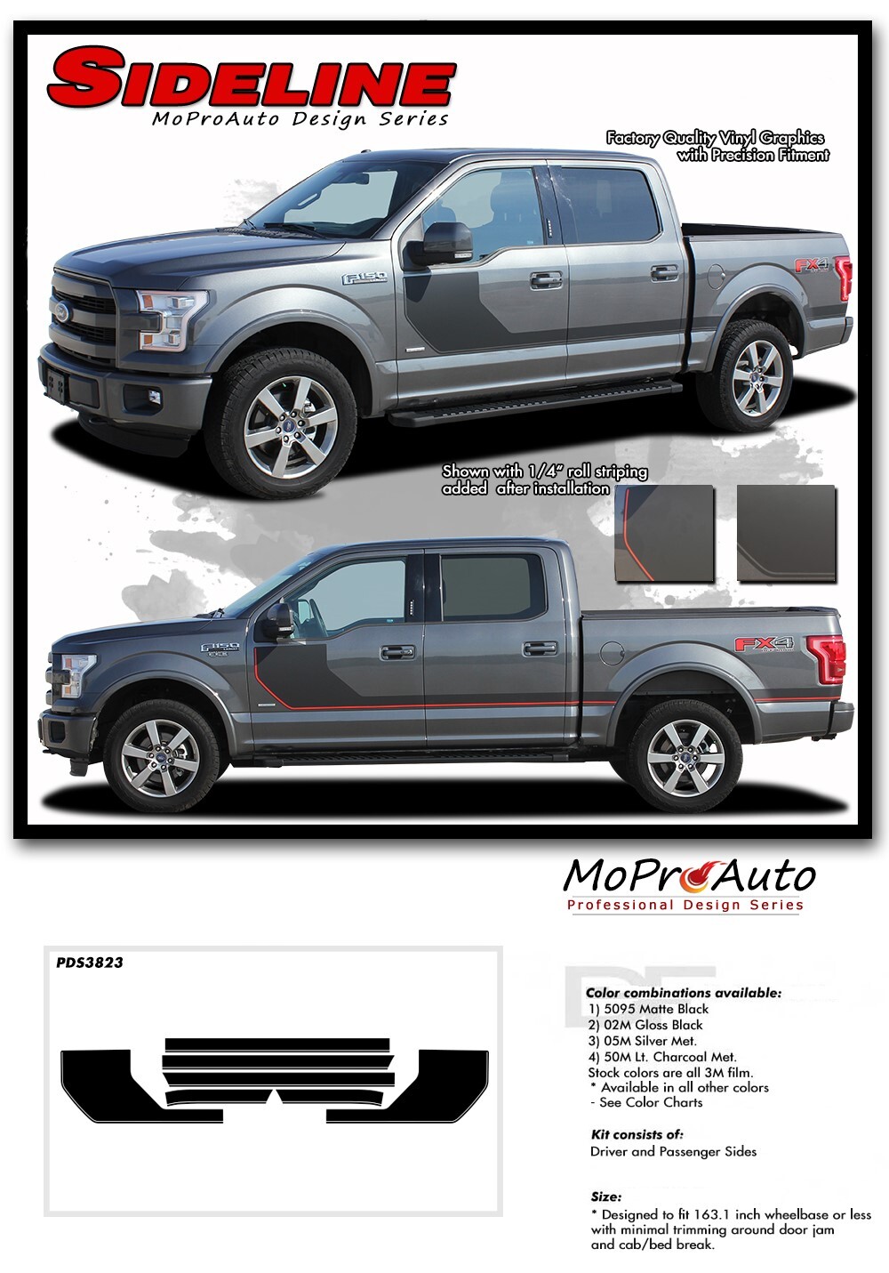 2015-2020 Ford F-150 Special Edition Stripes SIDE LINE 3M Vinyl Graphic Decals