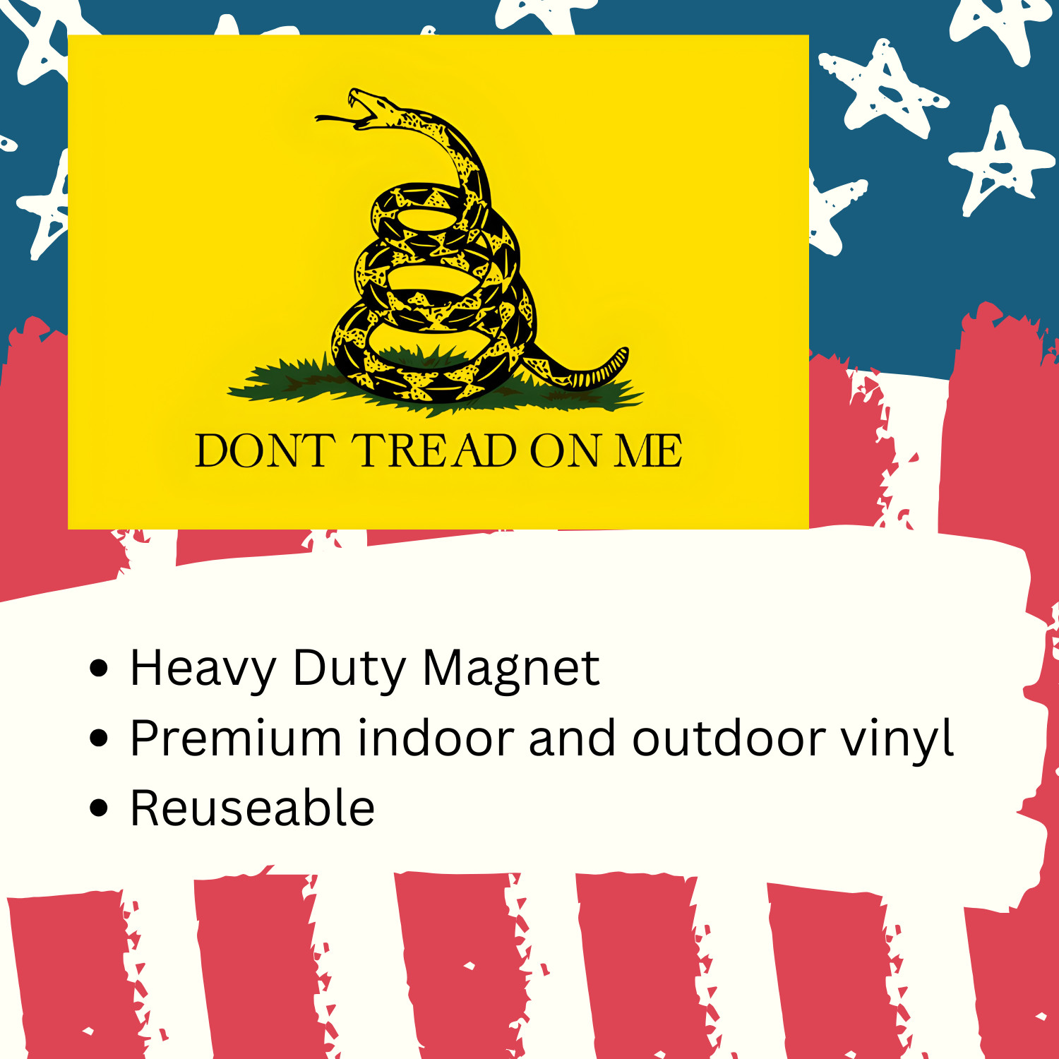 Gadsden Flag Don’t Tread on Me Heavy Duty Magnet – 4″ x 6″ Cars Trucks Outdoors