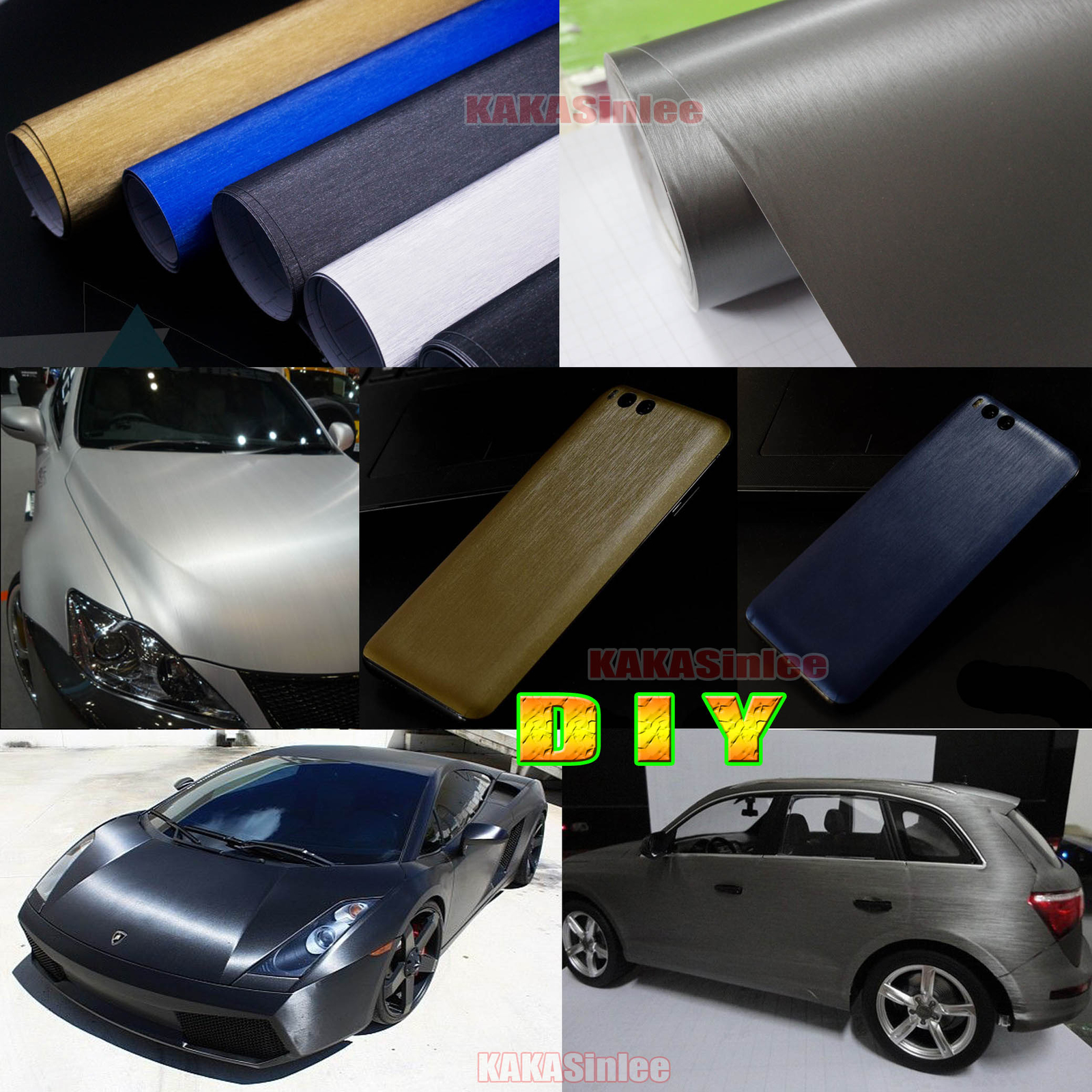 DIY Metallic Steel Matte Brushed ALUMINUM Vinyl Sticker for Car Phone Wrap – CF