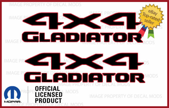 Set of 2 Jeep Gladiator 4×4 Bed Side Decals Stickers JT Black Red Graphics FJ1G5