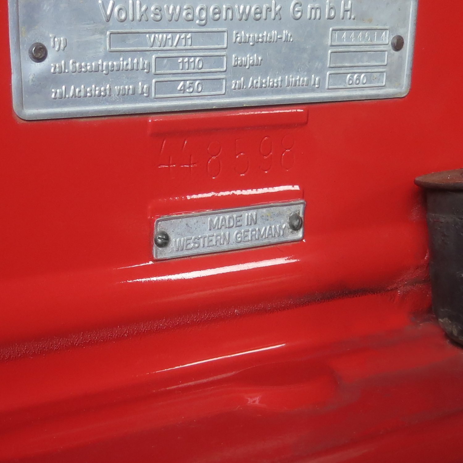 Made in Western Germany – Data Plate for VW Bug Bus Ghia & Porsche 356