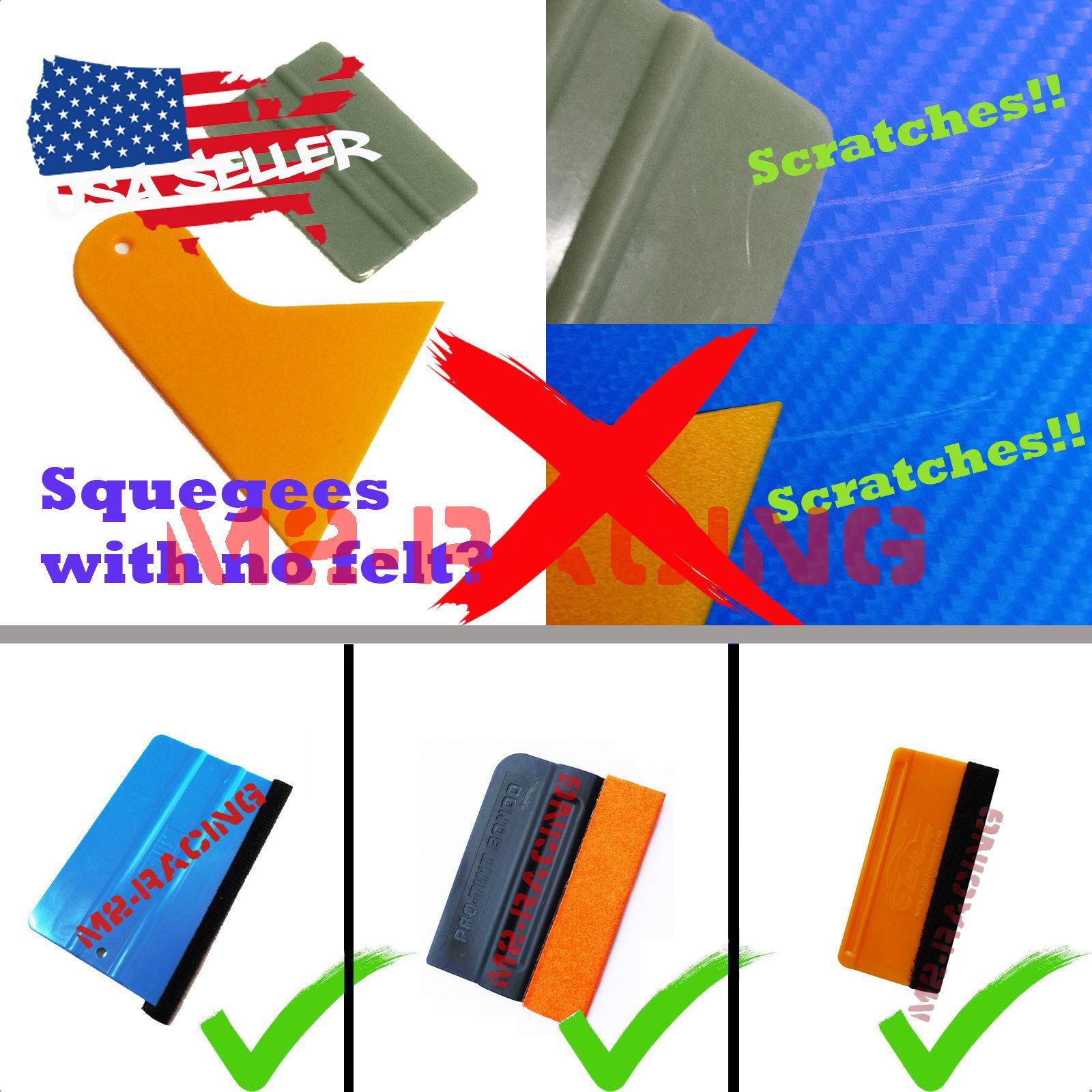 3M Blue Plastic Felt Edge Squeegee Car Vinyl Wrap Application Tool Scraper Decal