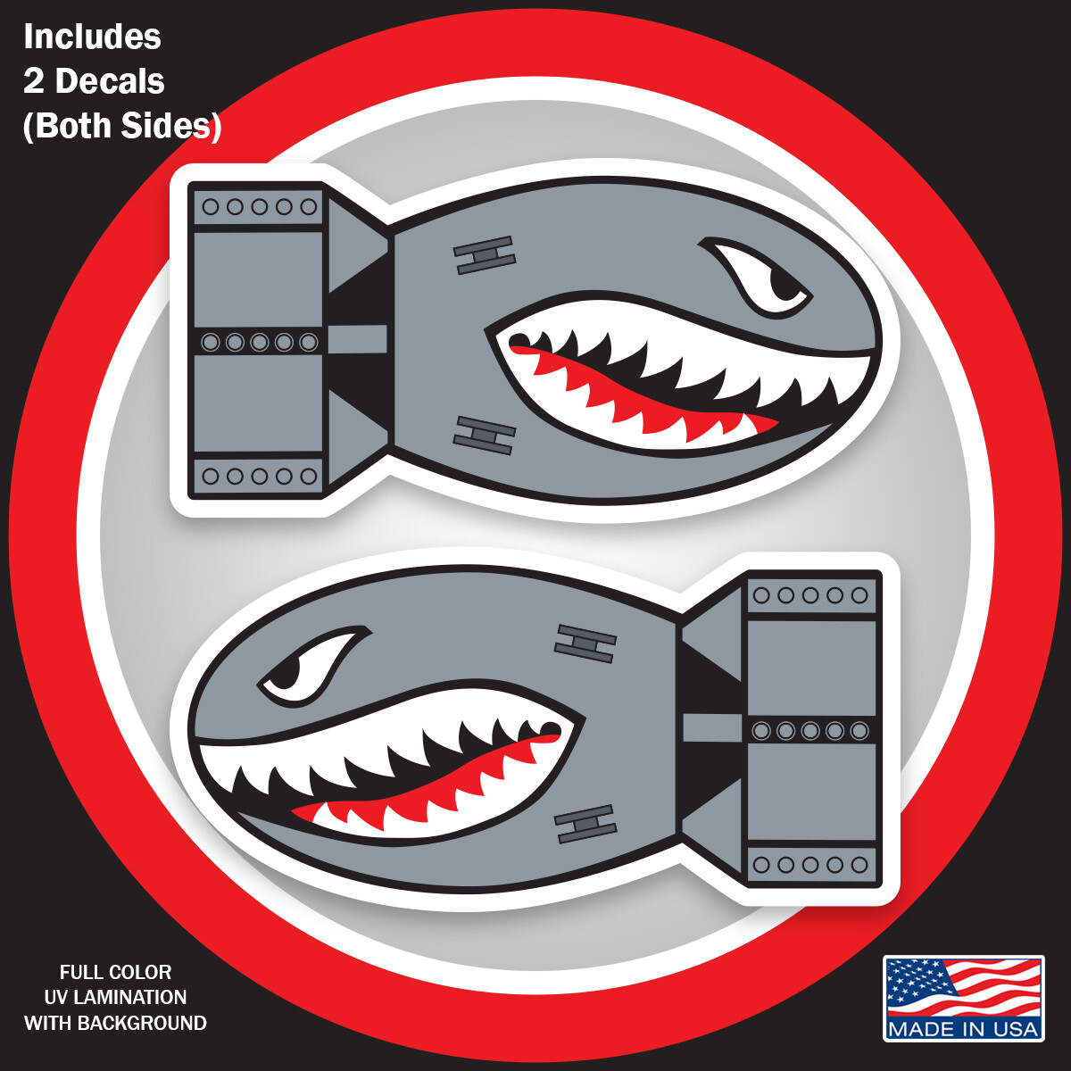 ANGRY FACE BOMB USA Die-Cut Sticker Decal WW2 Car TWO COLORS AVAILABLE