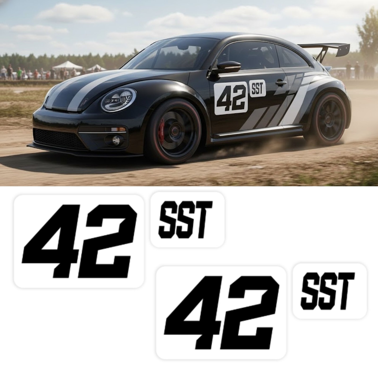 Set of 2 Custom Car Racing Number Class Sticker Matte 16″ inch Vinyl Decals